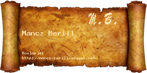 Mancz Berill névjegykártya
